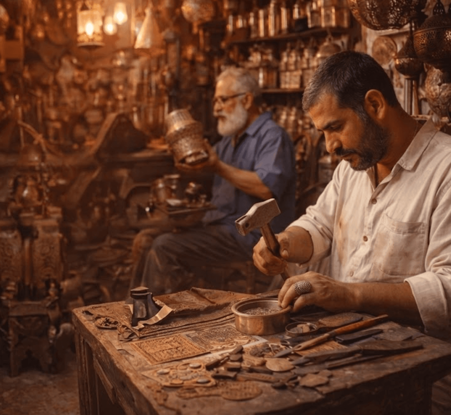 Artisan proudly displaying finished work